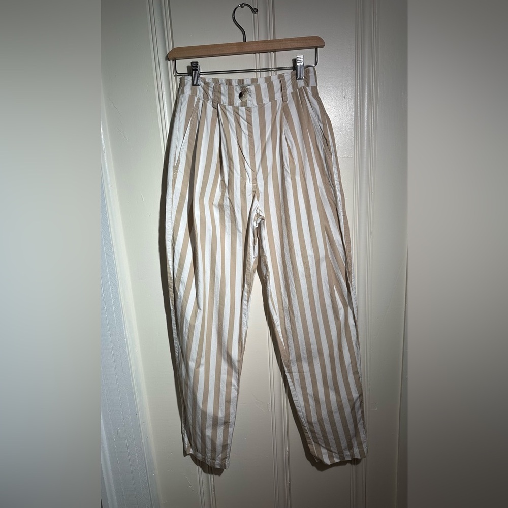 Urban outfitters white and tan striped pants | size 0 | high waisted